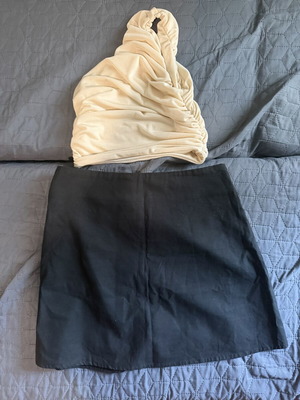 Shein skirt and blouse set, black and beige