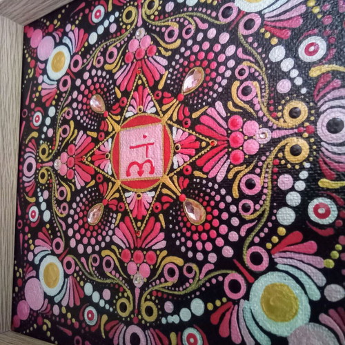 Therapeutic Muladhara mandala on canvas, hand-painted, new