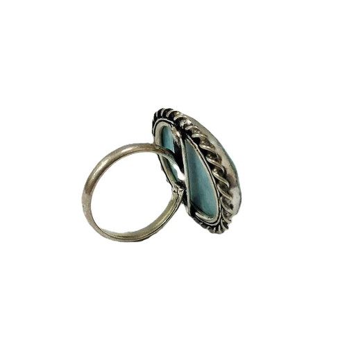 Vintage ring with natural larimar stone like new, silver blue