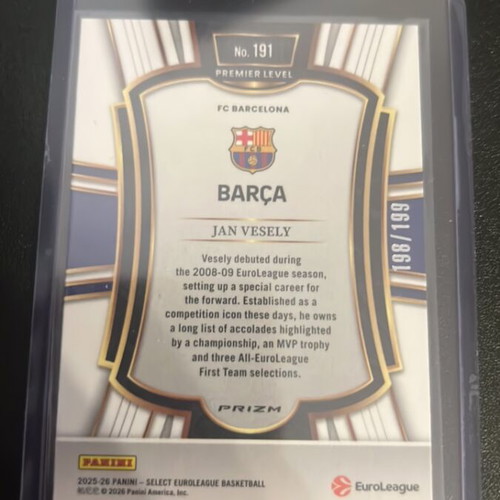 Jan Vesely Select Euroleague Card FC Barcelona new