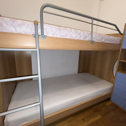 Neoset wooden bunk bed with two mattresses, like new