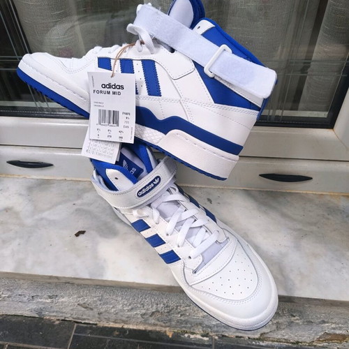 Adidas Forum Mid athletic shoes new, size 42, white and blue