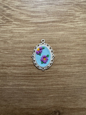 Purple Daisy Charm like new for Necklace, Key Chain or Bag