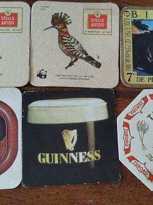 Vintage beer coasters used, pack of 21, collectible brands