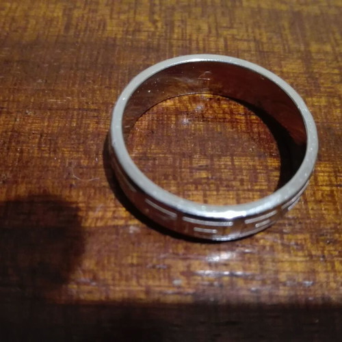 Ring used stainless steel with ancient Greek meander silver color