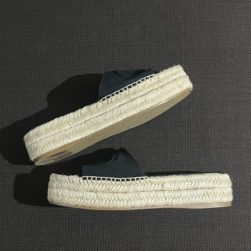 Prada Sandals Women’s Size 39 New Black Canvas Espadrille Platforms