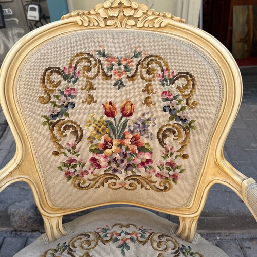 Saridis armchairs like new, set of two, patina