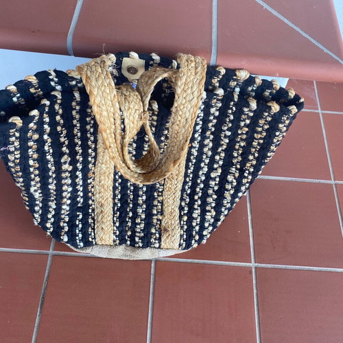 Ble Resort Collection black straw beach bag