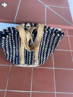 Ble Resort Collection black straw beach bag