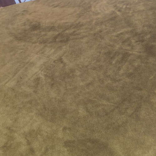 Velvet round tablecloth in olive green with gold border used