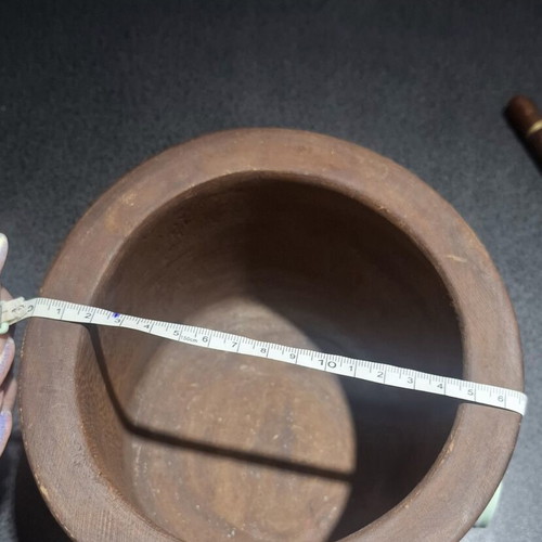 Traditional wooden mortar and pestle set, 16cm