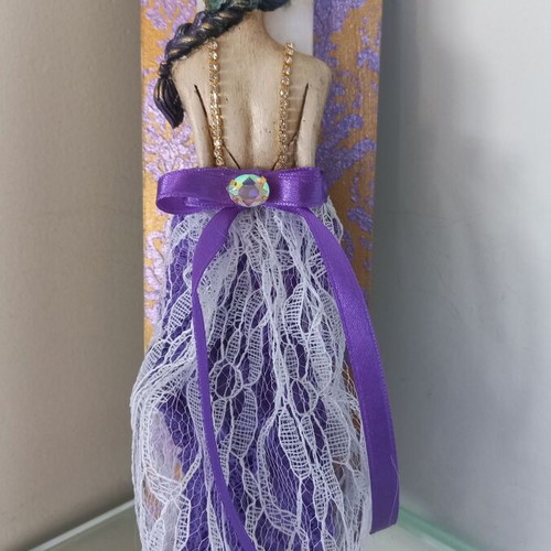 Handmade Easter candle on wooden base 34×3 cm