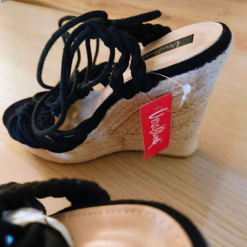 Vera Blum platform sandals new with tags, black and beige, size 38