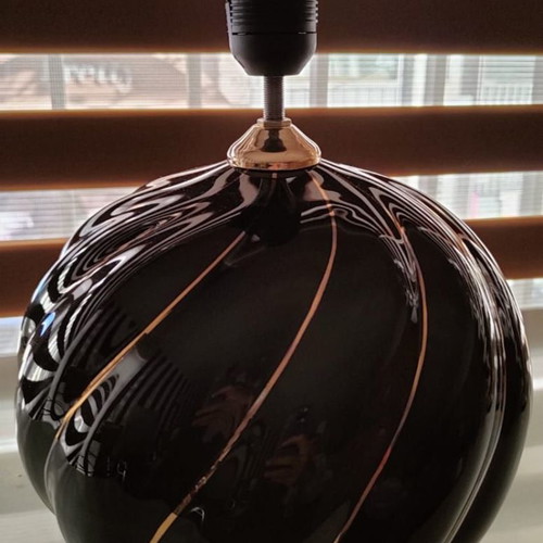 Vintage Italian ceramic table lamp used with gold lines