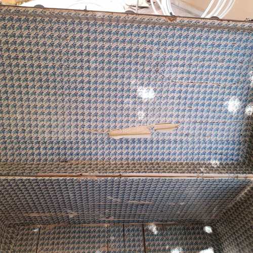 Large antique chest used with iron and wood design