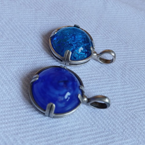 Murano glass pendants set with 925 silver, like new, 2 pieces