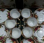  Φλιτζάνια του καφέ 6 τμ με τα 6 τμ πιατάκια Royal Albert "old country roses" bone china England 1962-1973
