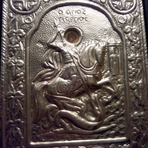 Silver icon of Saint George used, medium size