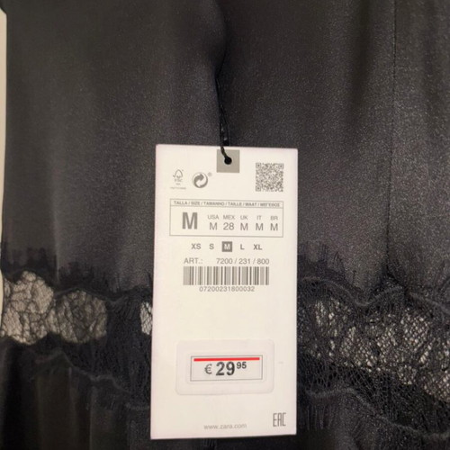 Zara satin midi lingerie dress new with tags, black, size M