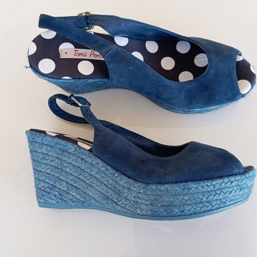 Toni Pons suede platform espadrilles like new, size 38, blue