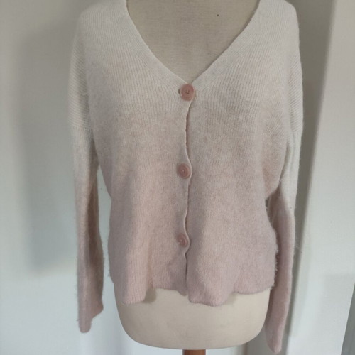 MarcCain white pink wool alpaca cardigan size M/L like new