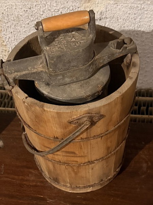 Vintage ice cream maker Husqvarna hand-crank 1900-1930 used