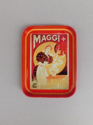 Metal serving tray advertising