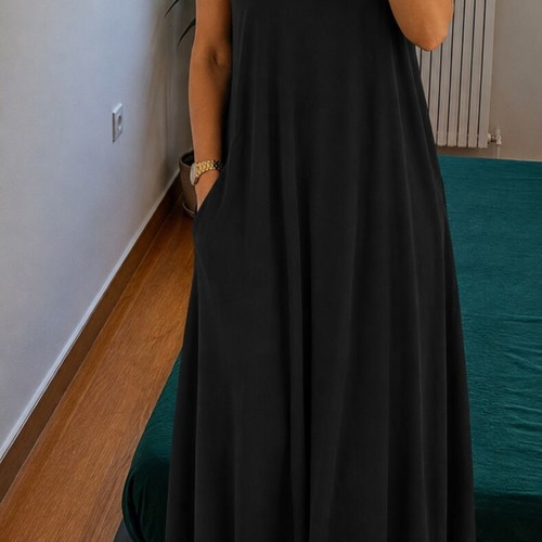 Black maxi dress 4XL, elastic with pockets