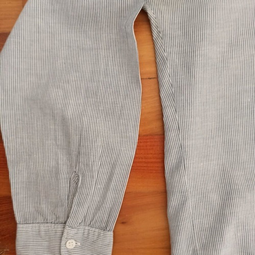 Philosophy shirt medium striped gray white used with small stain