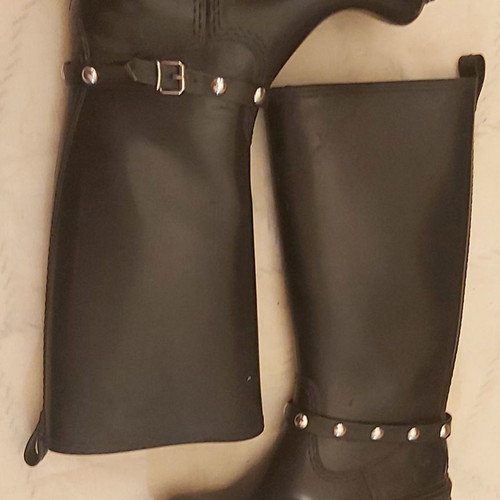 Women's galotses used size 37 durable plastic with cotton lining and removable studded strap