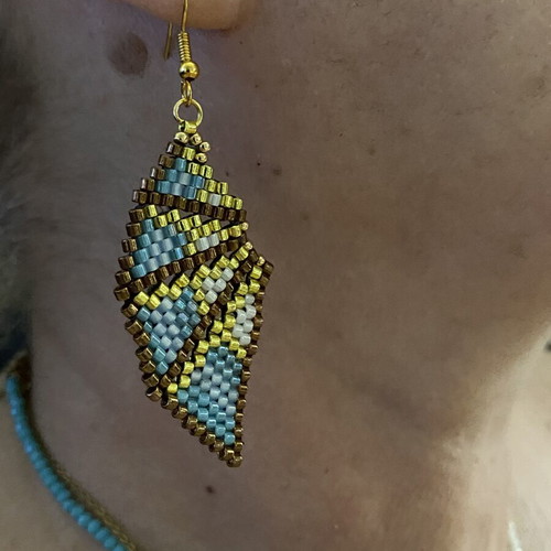 Handmade Miyuki Geometric Earrings in Aegean Shades