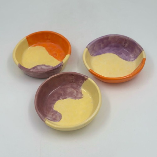 Handmade ceramic bowls set of 3, new, multicolor