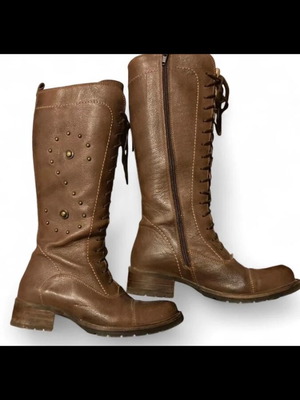 Vintage leather riding boots used, size EU 37, bronze stud details