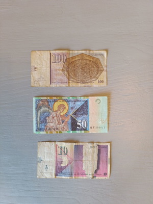 Banknotes from Skopje used, set of 3
