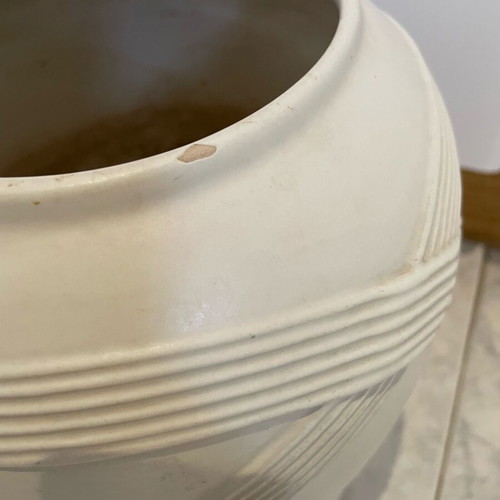 Vintage large vase used with damages, broken white