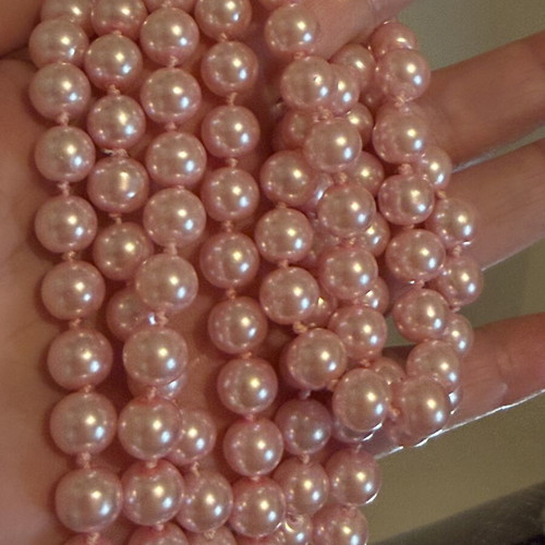Vintage Italian long necklace with pink pearls