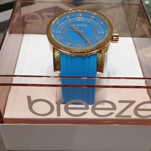 Breeze women's watch like new with blue rubber strap and 10atm waterproof
