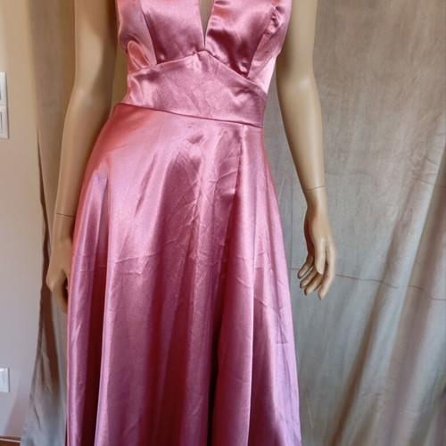 Satin dress new with adjustable straps, pink, size small