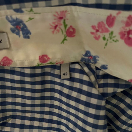 Oxford Company women's shirt size 42 like new, blue checkered with floral details