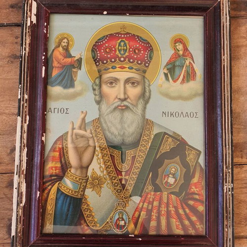 Saint Nicholas icon used, very old, 24×31 cm