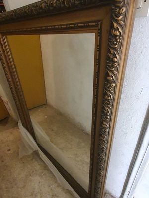 English Victorian mirror used with handmade carved baroque frame