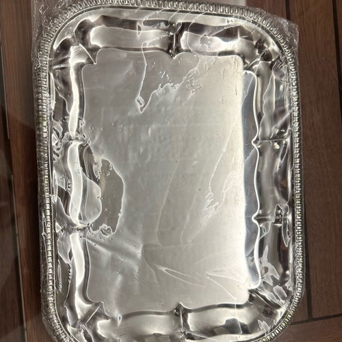 Silver Rectangular Serving Tray new with decorative edge