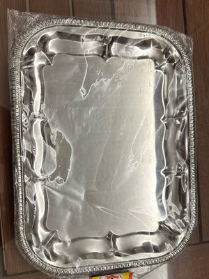 Silver Rectangular Serving Tray new with decorative edge