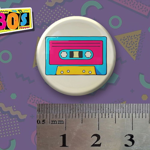 Retro 80's pins new, pack of 10 pieces 2.5cm