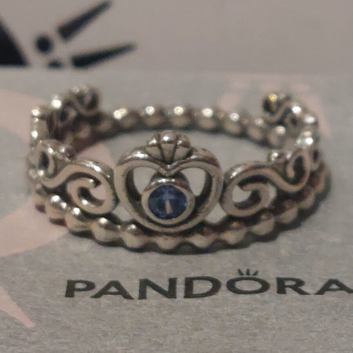 Pandora ring new with blue zircon and heart design
