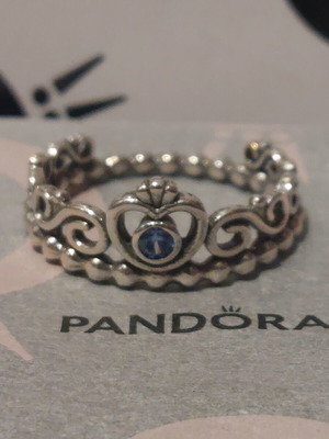 Pandora ring new with blue zircon and heart design