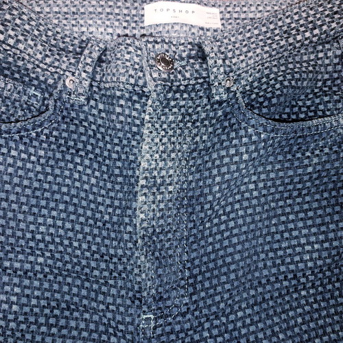 Topshop Kort Basket Weave Straight Leg Jeans like new, blue
