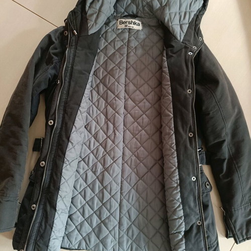 Bershka women's long jacket used, gray, size Medium