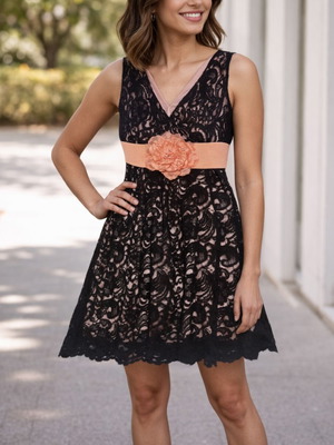 Women's romantic dress medium black like new