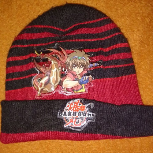 Bakugan kids hat like new, one size, red black